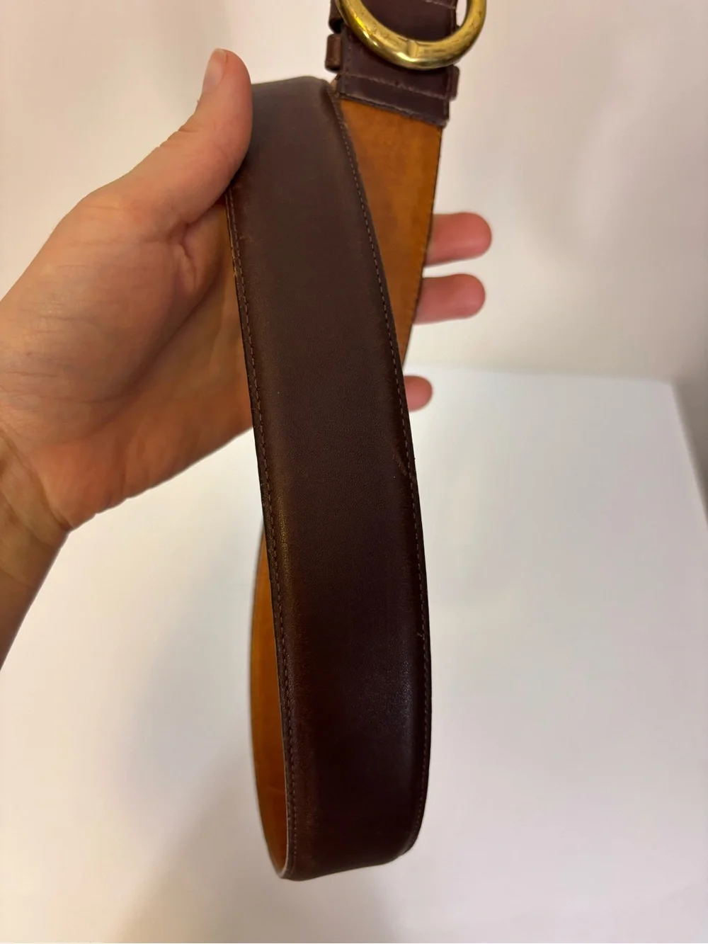 Coach Brown Leather Dress Belt with Embossed Logo Women’s Medium